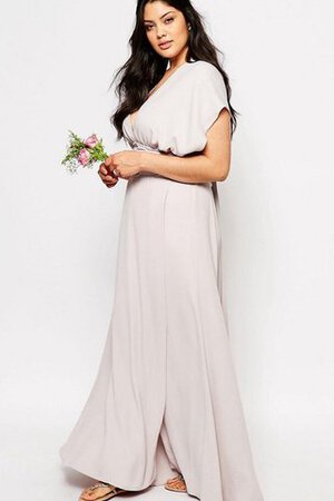 Ärmelloses vorne geschlitztes A-Line bodenlanges Brautjungfernkleid aus Chiffon - Bild 3