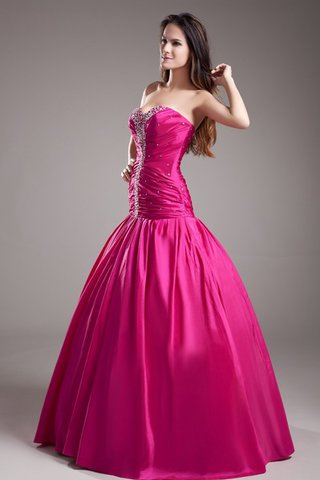Perlenbesetztes Taft langes sexy Abendkleid ohne Ärmeln - Bild 2