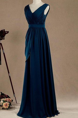 Vestido de Dama de Honor de Plisado de Manga tapada de Cremallera de Hasta el suelo - Foto 2