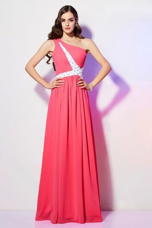 Robe de bal avec zip avec sans manches avec perle de tour de ceinture empire a-ligne - Photo 1