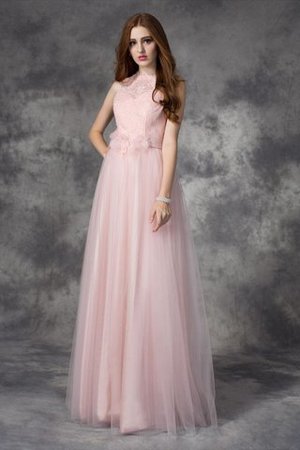 Robe de soirée formelle naturel de princesse de col bateau avec fleurs - Photo 3