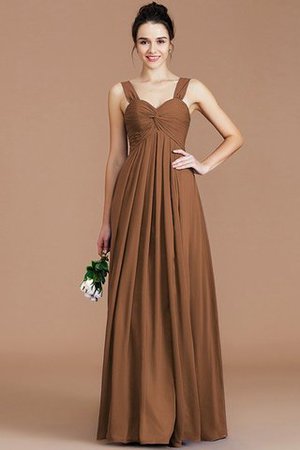 Robe demoiselle d'honneur naturel en chiffon de col en cœur jusqu'au sol d'empire - Photo 9