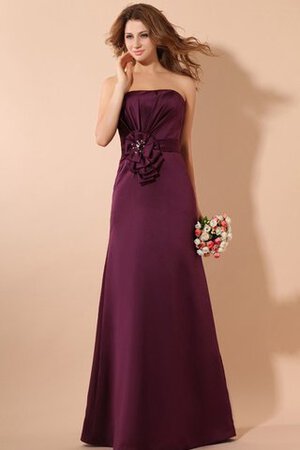 Ärmellos Modern Elegantes bodenlanges Brautjungfernkleid aus Satin mit Blume - Bild 1