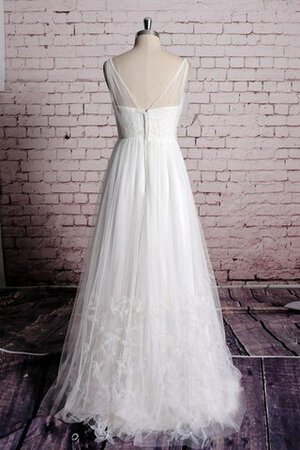 Empire Taille Beach Stil Ärmelloses V-Ausschnitt Brautkleid mit Bordüre aus Tüll - Bild 3
