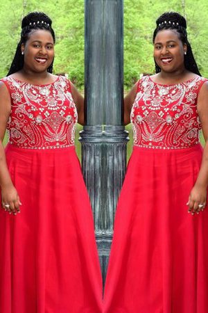 A Linie Chiffon Normale Taille Perlenbesetztes Ballkleid mit Reißverschluss - Bild 2