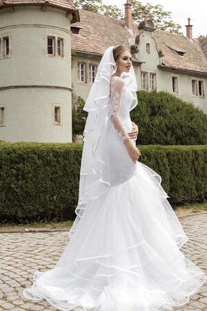 Abito da Sposa conservatore in Tulle Naturale Barchetta Buco Della Serratura Schiena Sirena - Foto 4