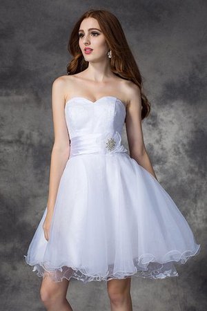 Herz-Ausschnitt Ärmelloses Mini Formelles Abiballkleid aus Organza - Bild 5