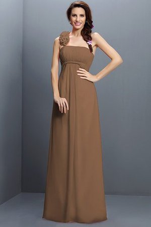 Robe demoiselle d'honneur longue en chiffon de bustier avec zip avec fleurs - Photo 2