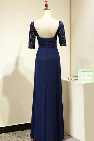 Rückenfreies halbe Ärmeln natürliche Taile A-Line plissiertes langes Brautjungfernkleid - Bild 2