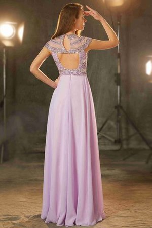 Robe de soirée longue avec chiffon col u profond avec perle avec manche courte - Photo 2