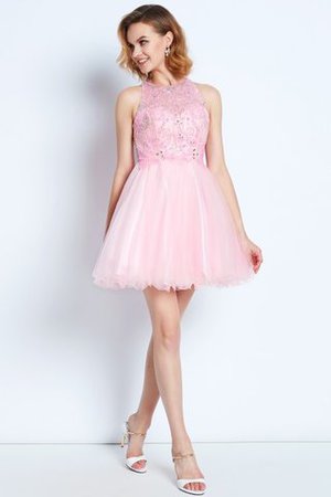Normale Taille Ärmelloses Prinzessin Mini Cocktailkleid mit Rüschen - Bild 3
