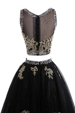Halle Ärmelloses formelles exklusive Ballkleid mit Bordüre mit natürlicher Taille - Bild 8