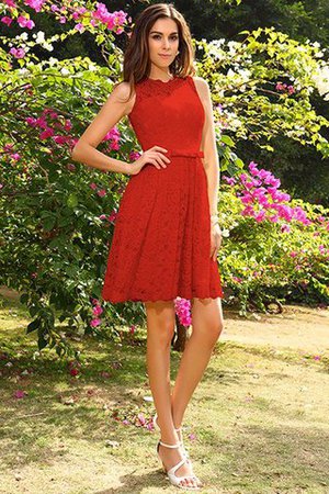 Robe demoiselle d'honneur courte naturel encolure ronde avec zip a-ligne - Photo 23