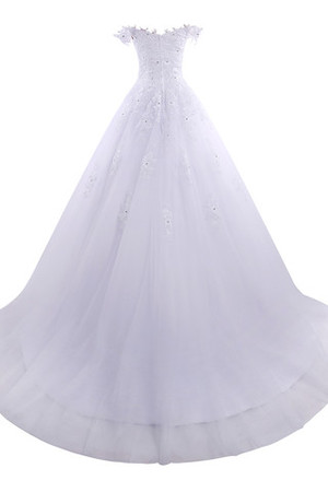Schulterfrei a linie Kapelle Schleppe schwingendes formelles Brautkleid mit Kristall - Bild 7