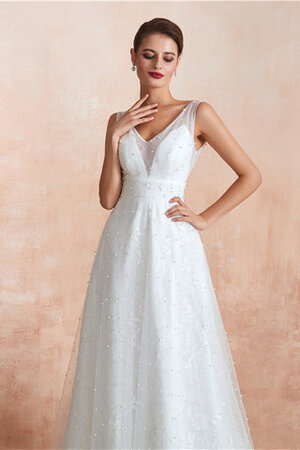 Abito da sposa sensuale splendente con perline a-line a terra v-scollo - Foto 4