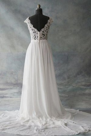 Gekerbter Ausschnitt Chiffon schlichtes luxus Brautkleid mit Knöpfen aus Spitze - Bild 4
