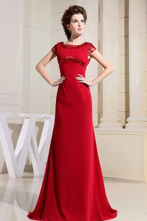 Abito da Sera A Terra con Increspato con Perline con Manica Corte in Chiffon - Foto 2
