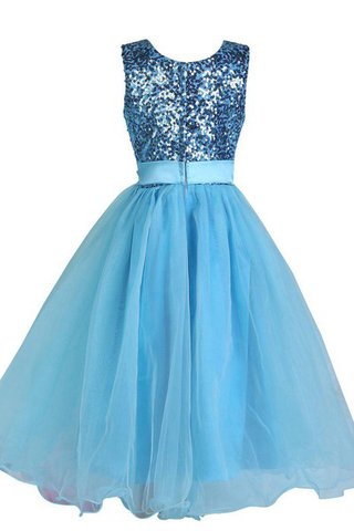Robe de cortège enfant pailleté textile en tulle col u profond a-ligne avec zip - Photo 2