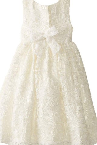 Plissiertes V-Ausschnitt Spitze natürliche Taile wadenlanges Blumenmädchenkleid mit Bordüre - Bild 2
