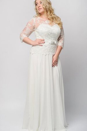 Robe de bal jusqu'au sol avec décoration dentelle avec manche 3/4 col en bateau en chiffon - Photo 1