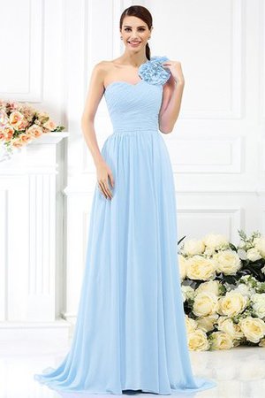 Robe demoiselle d'honneur plissage avec fleurs avec chiffon ligne a au drapée - Photo 18