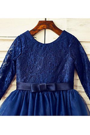 Abito da Cerimonia Bambini Tondo A-Line con Fiore con Maniche Lunghe in Tulle - Foto 3