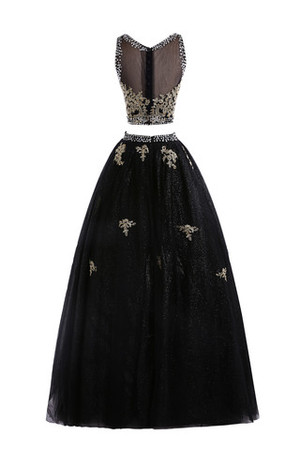 Halle Ärmelloses formelles exklusive Ballkleid mit Bordüre mit natürlicher Taille - Bild 7