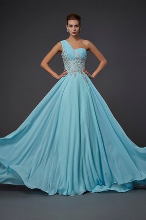 Prinzessin Chiffon Ärmelloses one Schulter Bodenlanges Abendkleid - Bild 1
