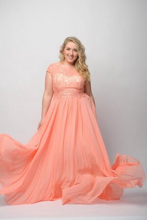 Robe de bal decoration en fleur en chiffon col en bateau avec manche courte - Photo 3