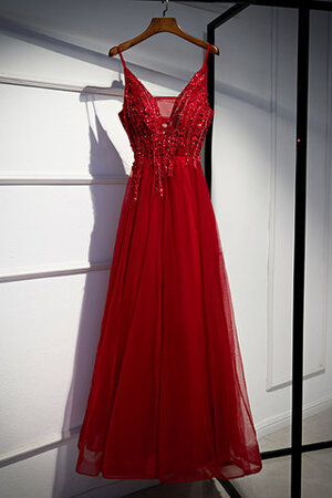 Klassisches Spaghetti Träger A-Linie Modisch Ballkleid mit Rücken Schnürung - Bild 6