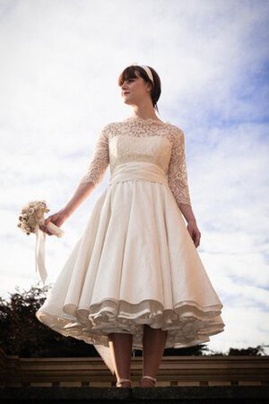 Vestido de Novia de Corte-A de Manga de longitud 3/4 de Escote con cuello Alto - Foto 1