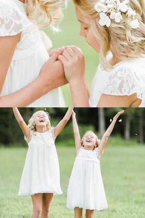 Robe de cortège enfant col u profond joli avec chiffon avec manche courte naturel - Photo 1