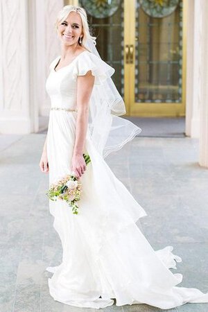 Robe de mariée plissé en plage avec chiffon avec zip de lotus - Photo 1