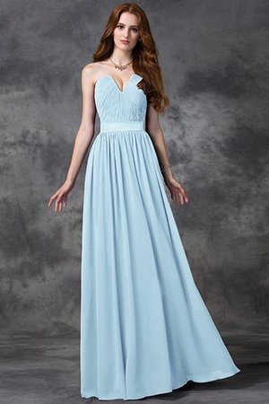 Abito da Damigella Lunghi Cuore A Terra con Increspato in Chiffon - Foto 17
