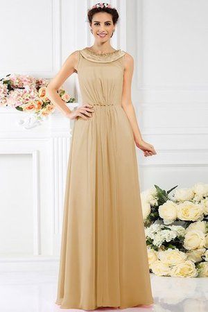 Abito da Damigella Alta Vita con Perline in Chiffon A Terra A-Line - Foto 5