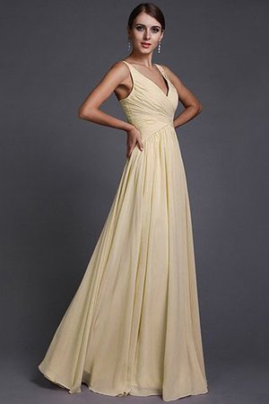 Normale Taille A Linie V-Ausschnitt Prinzessin Bodenlanges Brautjungfernkleid - Bild 4