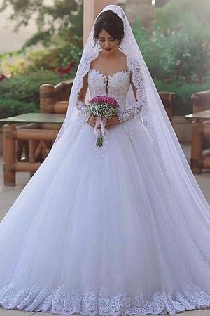 Robe de mariée avec perle brodé voyant classique naturel - Photo 1