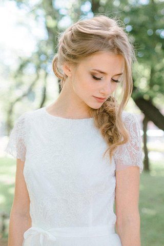Juwel Ausschnitt kurze Ärmeln prächtiges Brautkleid mit Blume mit Bordüre - Bild 2