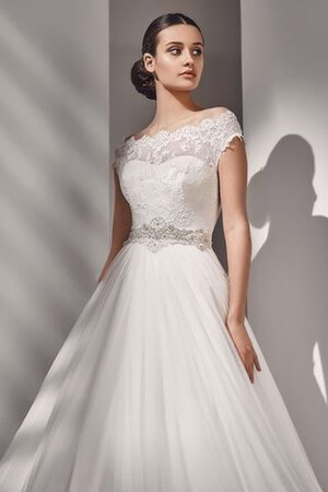 Sweep Zug Strand Zickzack Ausschnitt A-Linie bodenlanges Brautkleid mit Applikation - Bild 2