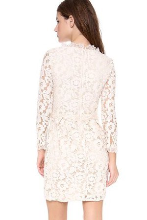 Robe de mariée modeste de col haut encolure ronde avec zip avec manche longue - Photo 2