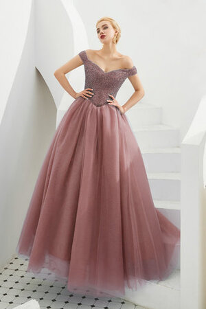 Abito da ballo pudica stupefacente elegante formale in raso in tulle - Foto 6