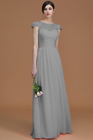 Robe demoiselle d'honneur naturel ligne a fermeutre eclair en chiffon col ras du cou - Photo 33