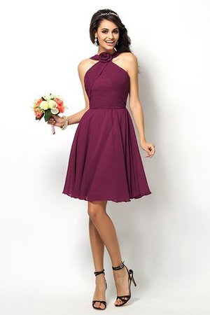 Robe demoiselle d'honneur naturel bref de col haut ligne a de princesse - Photo 5