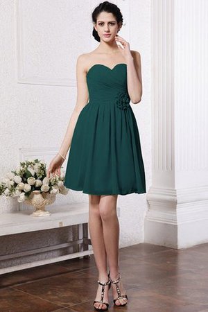Chiffon Drapiertes Ärmelloses Mini Brautjungfernkleid mit Herz-Ausschnitt - Bild 14