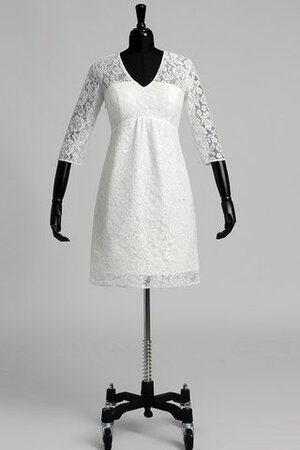 Abito da Sposa V-Scollo in pizzo con Increspato A-Line Semplice Shiena Sheer - Foto 1