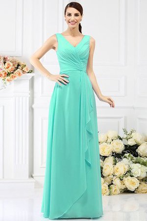 Robe demoiselle d'honneur longue de fourreau en chiffon avec perle v encolure - Photo 15