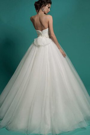 Abito da Sposa A-Line Cuore Lungo in Organza con Increspato A Terra - Foto 3