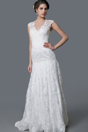 Abito da Sposa Naturale con Applique con Perline Cerniera Tondo Cappellino - Foto 1