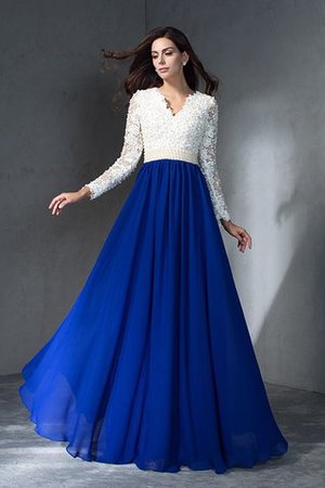 Robe de soirée longue v encolure avec manche longue avec zip avec chiffon - Photo 5