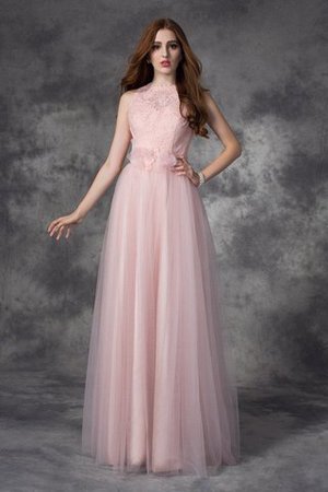 Robe de soirée formelle naturel de princesse de col bateau avec fleurs - Photo 1